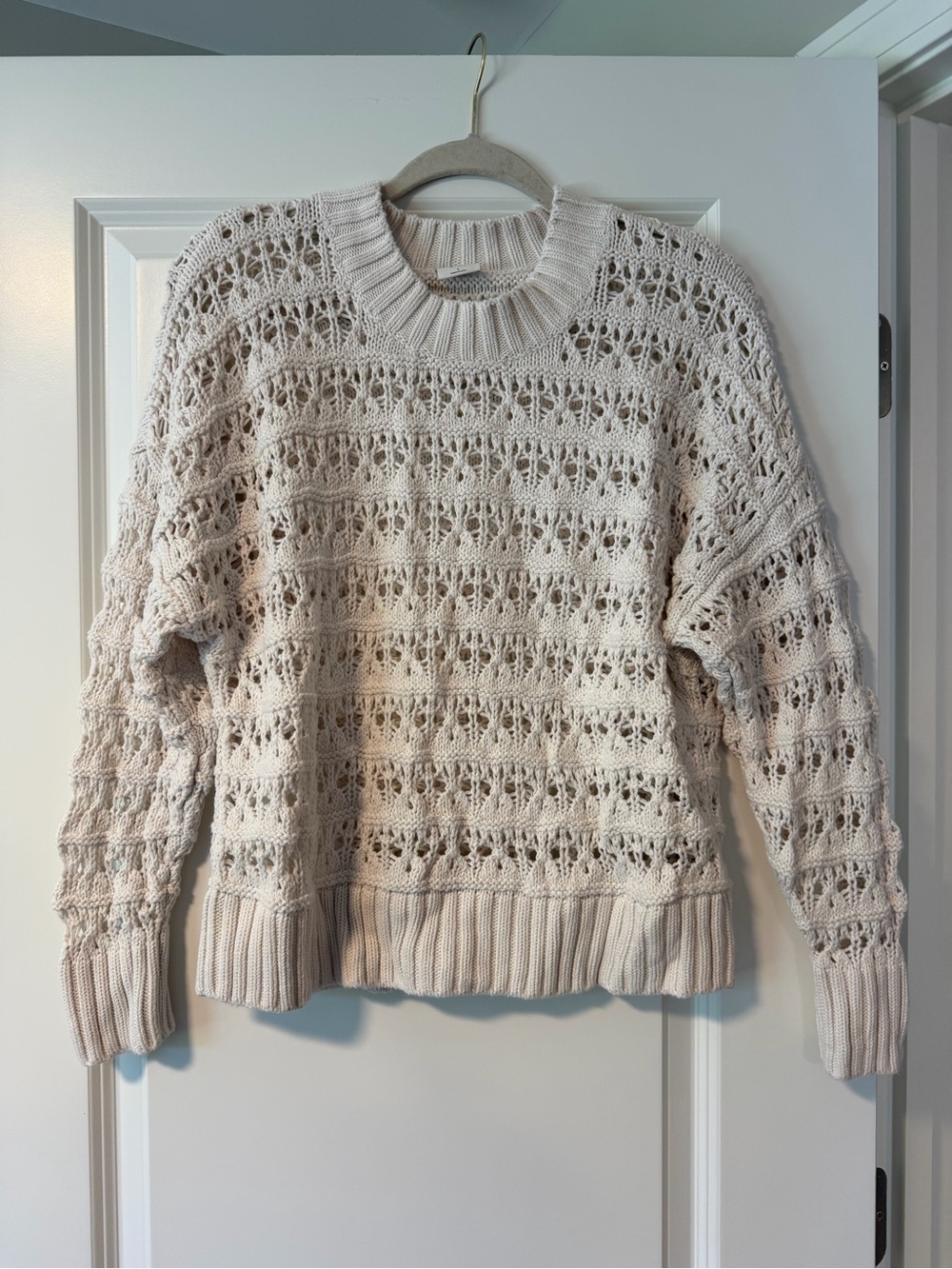 Abercrombie & Fitch Cream Open Knit Crochet Sweater